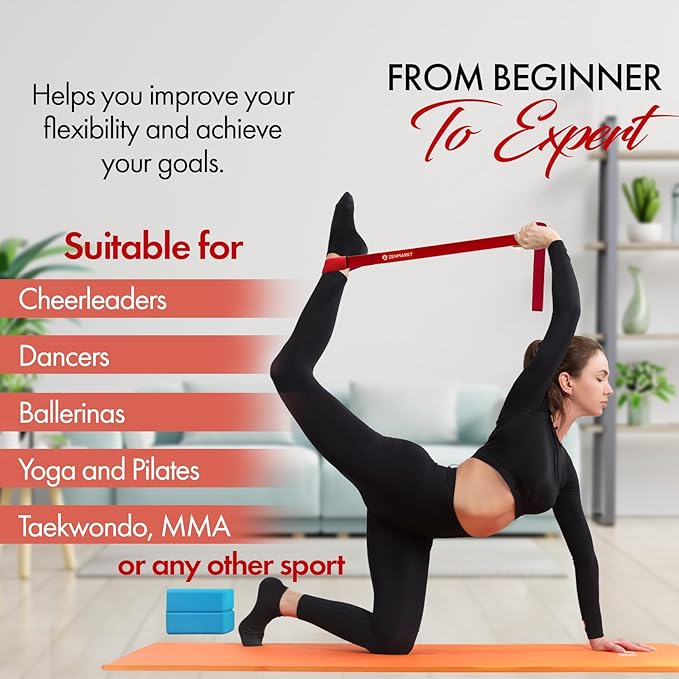 Stretching Strap for Cheer – Flexibility Stunt Strap for Cheerleaders – Durable Cheer Stretching Bands for Improved Flexibility, Range of Motion – Essential Cheer Accessories