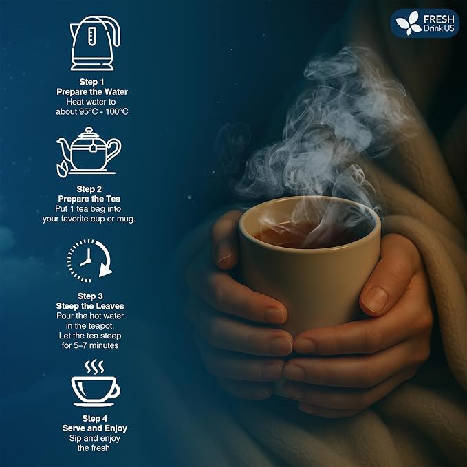 FreshDrinkUS, Premium 55 Tea Bags Better Sleep Herbal Tea | Caffeine-Free Loose Leaf Blend with Spearmint Leaves, Lemongrass Leaves, and Hawthorn Berry β Naturally Refreshing and Aromatic.