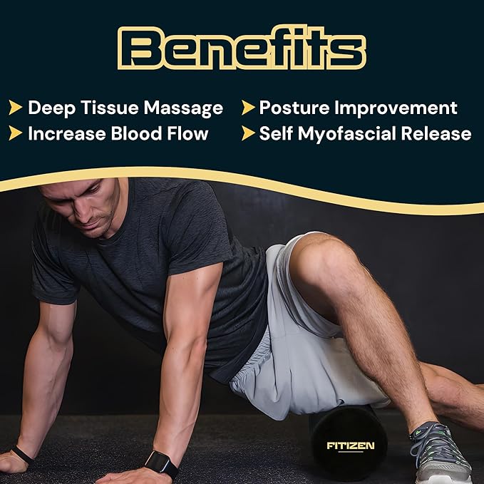 FitNation Foam Roller – High-Density Foam Muscle Roller – Textured Foam Rollers for Muscle Massage, Stretching, Pilates, Yoga