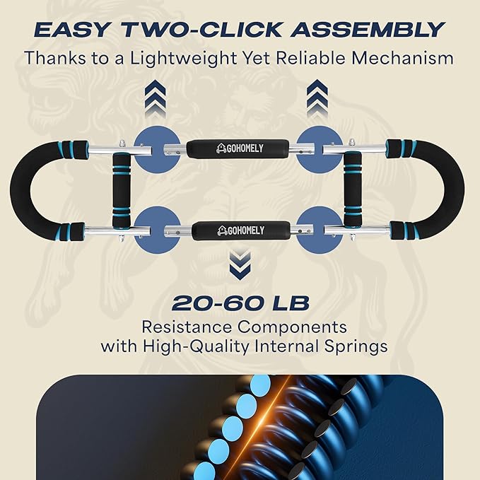 Twister Arm Trainer 40-90 lbs - Adjustable Chest, Arm & Upper Body Workout Bar for Home Gym Strength Training - Silent Resistance Power Twister by GOHOMELY