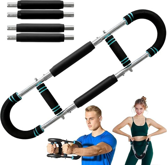 VVOKGO Twister Arm Trainer with 4 Spring for Men & Women, 20-110lb Adjustable Chest Workout Equipment, Shoulder Arm Strength Exerciser, Portable Power Twister Bar, Detachable Design Fitness Anywhere