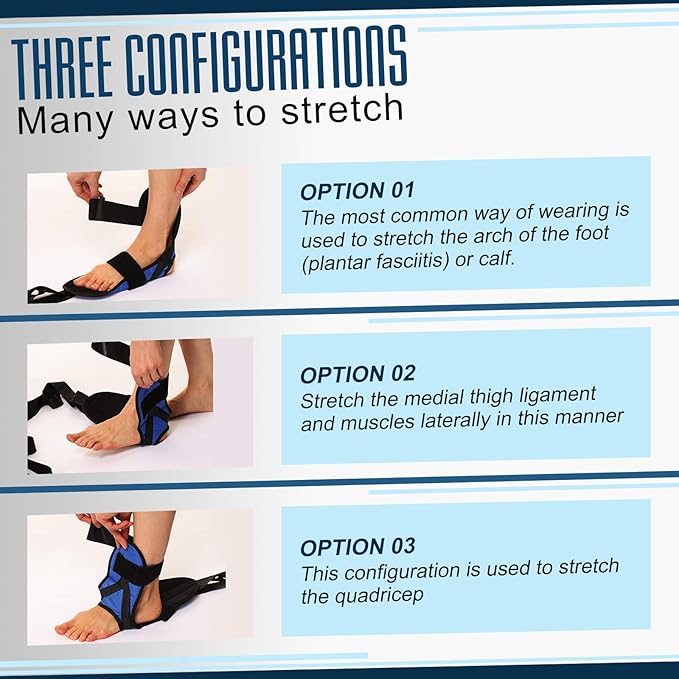 Foot and Calf Stretcher for Plantar Fasciitis, Achilles Tendonitis, Heel Spurs, Drop Foot. Yoga Stretching Strap for Leg, Thigh and Hamstring (Blue)