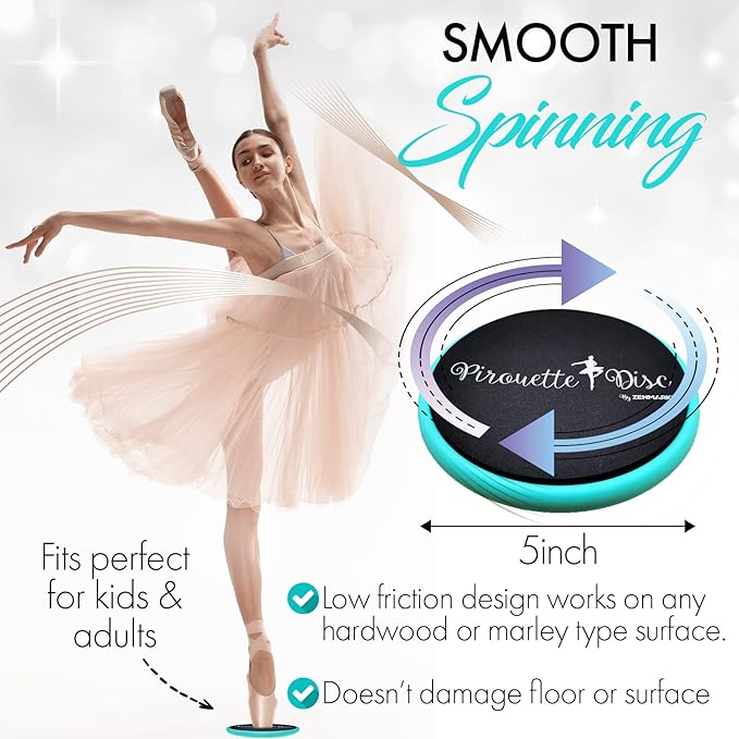 Ballet Pirouette Disc for Dancers - Portable Turn Disc for Dancing on Releve, Gymnastics and Ice Skaters - for Better Pirouette Technique, Releve, Turns and Dance Spinning