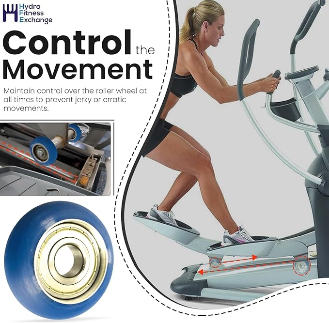 Slide Roller Wheel with Bearing (104247-001) | Small Roller Blade Wheels for Home Gym Equipment | Compatible with Octane Fitness Pro 4700 & Pro 3700 Elliptical Machines - Blue