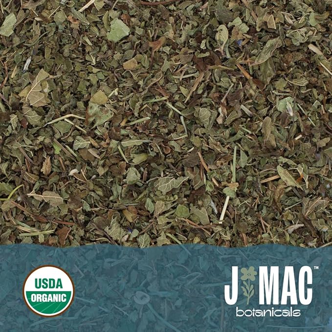 J Mac Botanicals Organic Lemon Balm (16 oz), Loose Leaf Tea, Dried Lemon Balm Tea, herbal Infusion, Lemon balm leaves, melissa officinalis tea, Certified USDA Organic