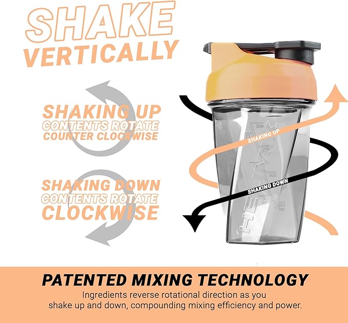 HELIMIX 1.5 Vortex Blender Shaker Bottle Holds Upto 20oz | No Blending Ball or Whisk | USA Made | Portable Pre Workout Whey Protein Drink Shaker Cup | Mixes Cocktails Smoothies Shakes | Top Rack Safe