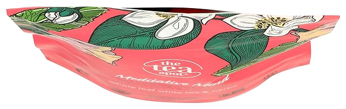 The Tea Spot Organic Meditative Mind Herbal Tea | Blend of White Tea, Jasmine and Rose | Calming & Welness Caffeine Free Elixir |15 tea bags for Gourmet Giftng