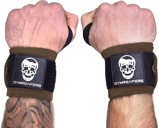 Wrist Wraps Weightlifting - Stiff Heavy Duty 18 inch Wraps With Thick Thumb Loop For Powerlifting, Bodybuilding, Cross Training, & Heavy Presses