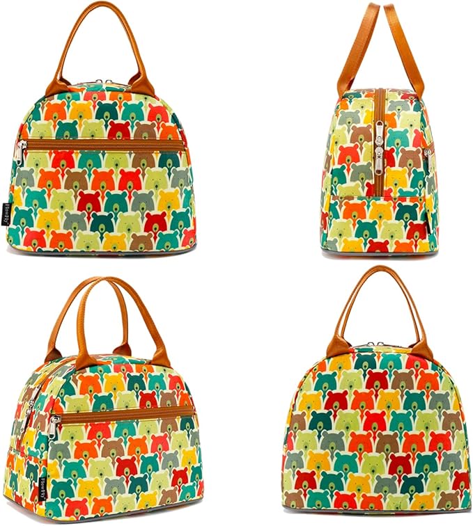 FlowFly Insulated Lunch Cooler Bag - Tote Bag Organizer for Women/Men, Bear