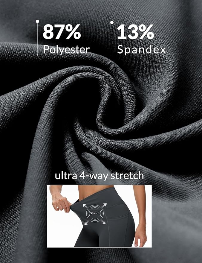 baleaf Women's V Crossover Flare Leggings with Pockets Yoga Pants High Waist Casual Workout Gym Bell Bottom Leggings