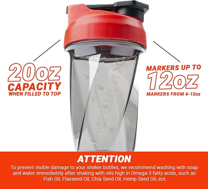 HELIMIX 1.5 Vortex Blender Shaker Bottle Holds Upto 20oz | No Blending Ball or Whisk | USA Made | Portable Pre Workout Whey Protein Drink Shaker Cup | Mixes Cocktails Smoothies Shakes | Top Rack Safe