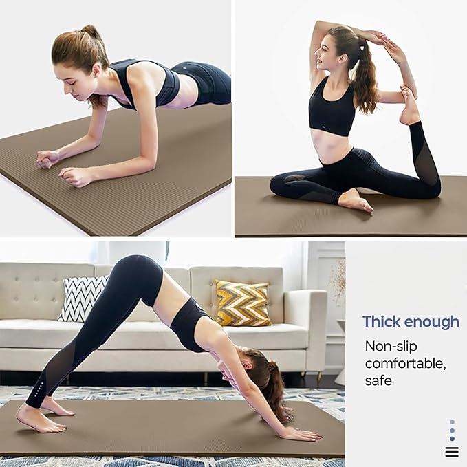 Thick Yoga Mat Non Slip, Large Size 72" L x 32" W x 0.6" TH, Premium Exercise & Fitness Mat with Carrying Strap and Bag, Workout Mats for Home