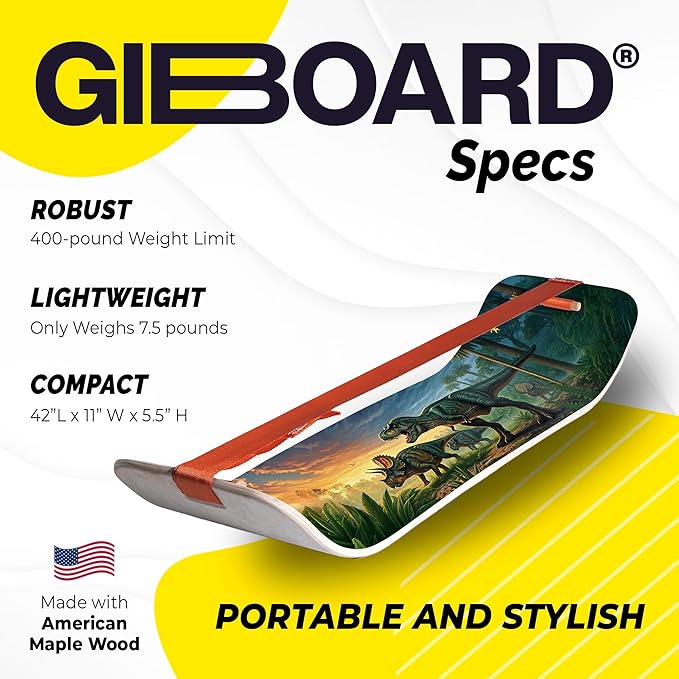 GIBBON SlackBoard - GiBoard Balance Board Kids & Adults - Slackline Balance Trainer - Slack Board Core Workout Equipment Home Gym Training - Standing Desk Exercise - Yoga, Agility, Pilates & More