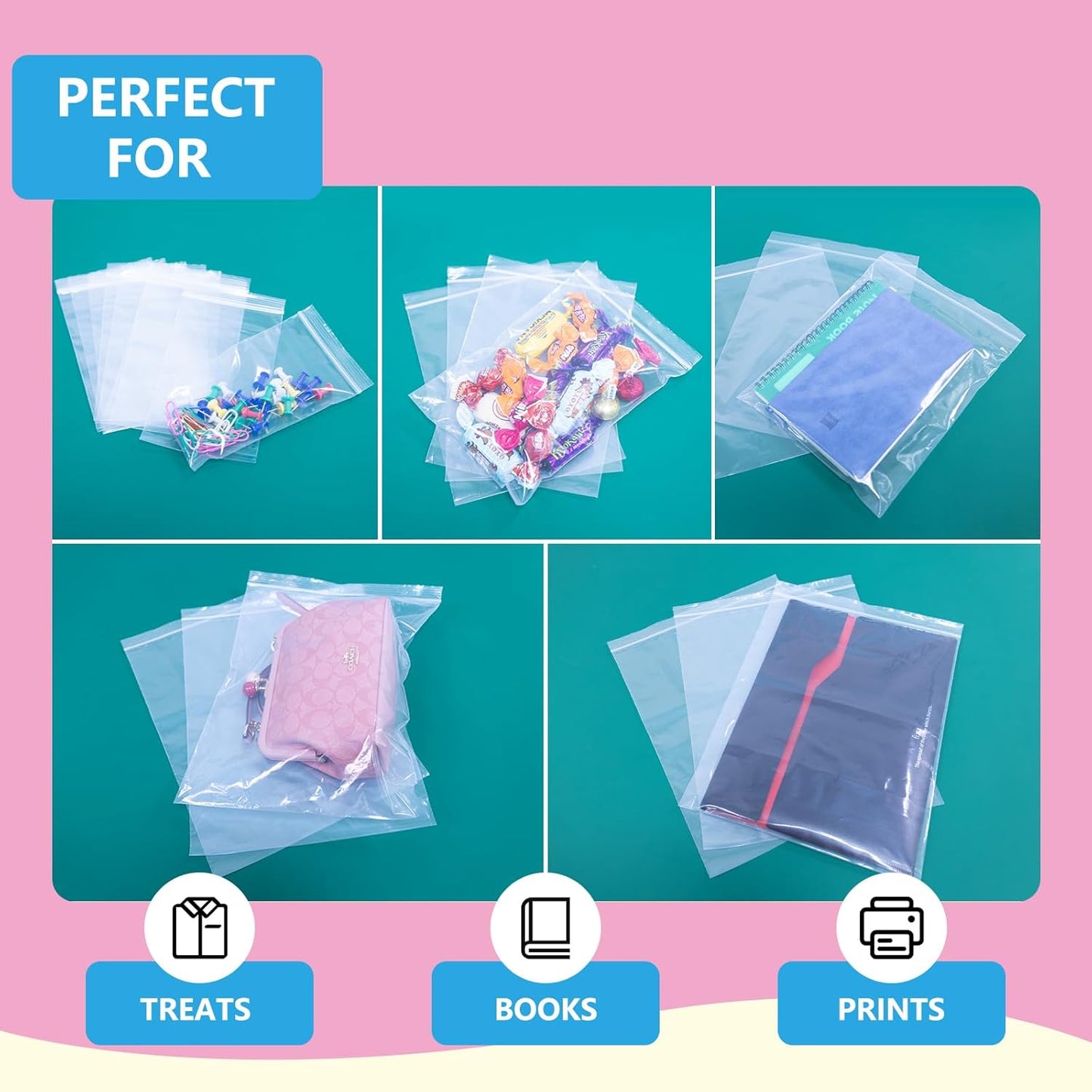 iMailer - 200 Pcs - 3" x 5" Small Plastic Bag - 2 Mil Zip Poly Bags with Resealable Lock Seal Zipper for Photo, Jewelry, Bakery, Treats, Party Favors