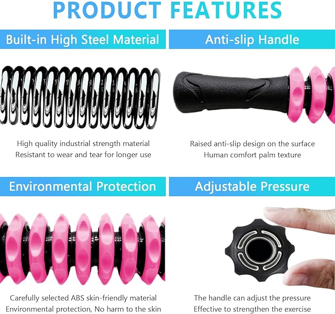 Muscle Roller Stick, Yoga Massage Roller Bar Fitness Beauty Tool for Athletes Relief Leg Back Pain (Pink)