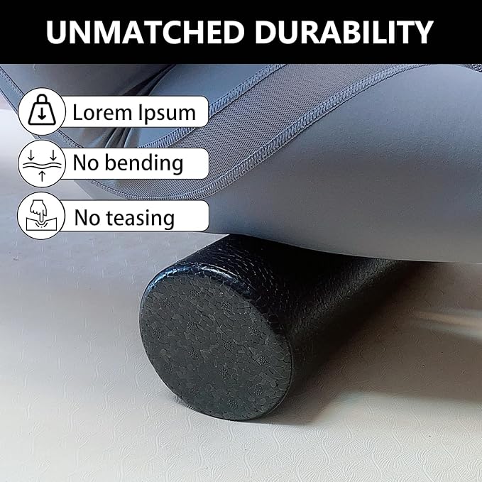 Travel Size Back Roller, High Density Foam Roller for Back Stretching, Physical Therapy, Yoga, Pilates, Post Workout Muscle Recuperation, 12" X 4" Round (Black)
