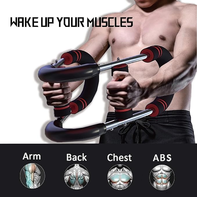 Twister Arm Exerciser, Chest Workout Equipment, Portable Power Twister Bar, Adjustable Spring Workout Bar for Enhancing Upper Body Muscle, 30-120lbs