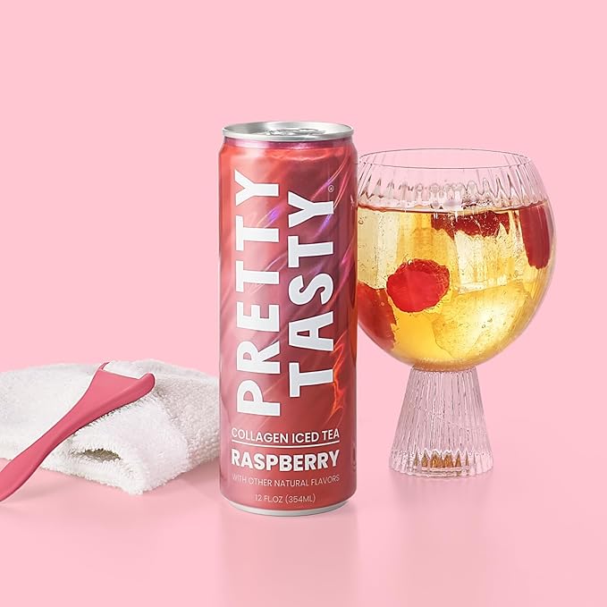 Pretty Tasty Radiance Collagen Tea - Beauty and Wellness - 10g Collagen Peptides Mix - 12 Pack (12 Count, Raspberry Radiance)
