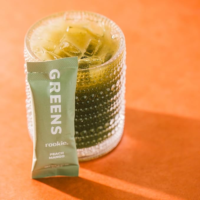 Rookie Wellness Greens + Superfoods - Greens Superfoods Powder Drink Made with Whole Food Sourced Ingredients Contains Vitamins, Probiotics, Antioxidants, and Baobab Fiber (30 Servings, Peach Mango)