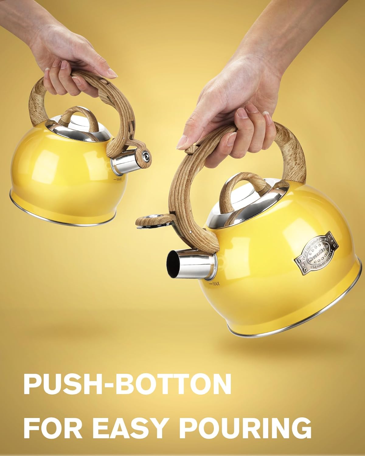 Stovetop Tea Kettle, 2.1 Quart Stove Top Whistling Tea Kettles,Water Teapot Induction Tea Kettle with Food Grade Stainless Steel and Silicone Anti-Hot Handle, Suitable for All Heat Sources