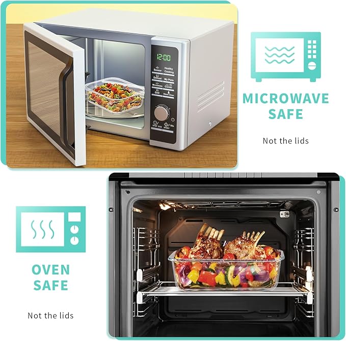 Skroam 10-Pack Glass Meal Prep Containers, Food Storage Containers with Snap Locking Lids, Airtight Bento Boxes for Microwave, Oven, Freezer and Dishwasher