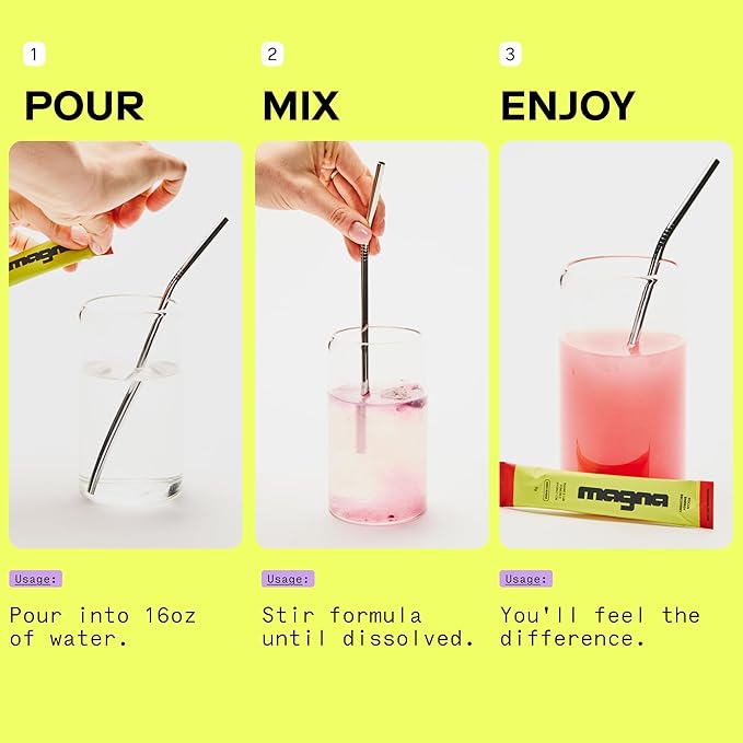 Magna Electrolyte Powder Drink Mix for Hydration, Energy & Focus Support with Magnesium L Threonate, Malate & Glycinate, Sodium, Potassium, Vitamin D, B6 & B12, Variety Pack, 28 Servings