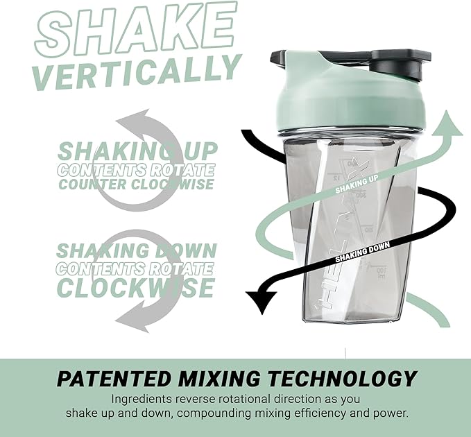 HELIMIX 1.5 Vortex Blender Shaker Bottle Holds Upto 20oz | No Blending Ball or Whisk | USA Made | Portable Pre Workout Whey Protein Drink Shaker Cup | Mixes Cocktails Smoothies Shakes | Top Rack Safe