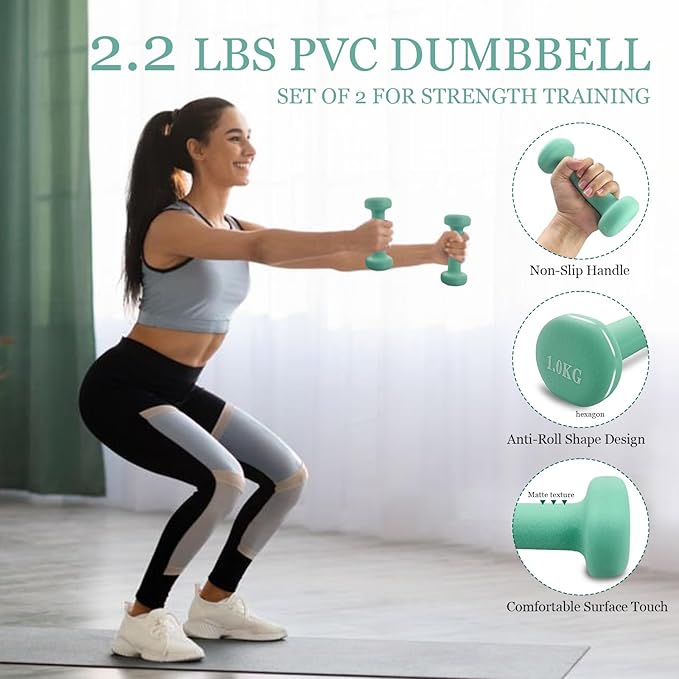 Pilates Ring Set 9 PCS, Magic Circle Yoga Ring, Pilates Ball, 2.2lb *2 Dumbbells, Resistance Bands, Tape Measure, Pilates Weight Kit Equipment Accessories for Home Workouts Fitness Yoga