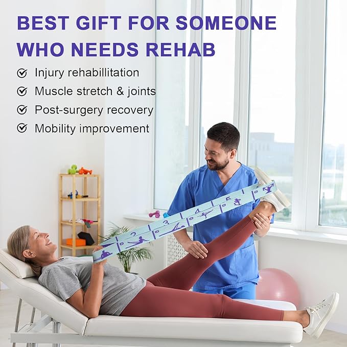 Elastic Yoga Stretching Strap with Loops, CEILIWEN Stretch Straps For Physical Therapy, Pilates Stretch Band, Elastic Exercise Bands, Leg Stretching Strap, Stretch Resistance Bands For Exercise