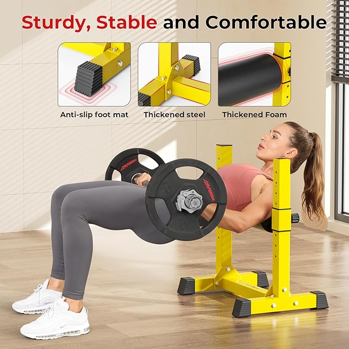 BODYRHYTHM Bulgarian Split Squat Stand, Single Leg Squat Roller Stand with 9 Adjustable Roller Heights for Squats, Leg Lunges, Lower Body Training.