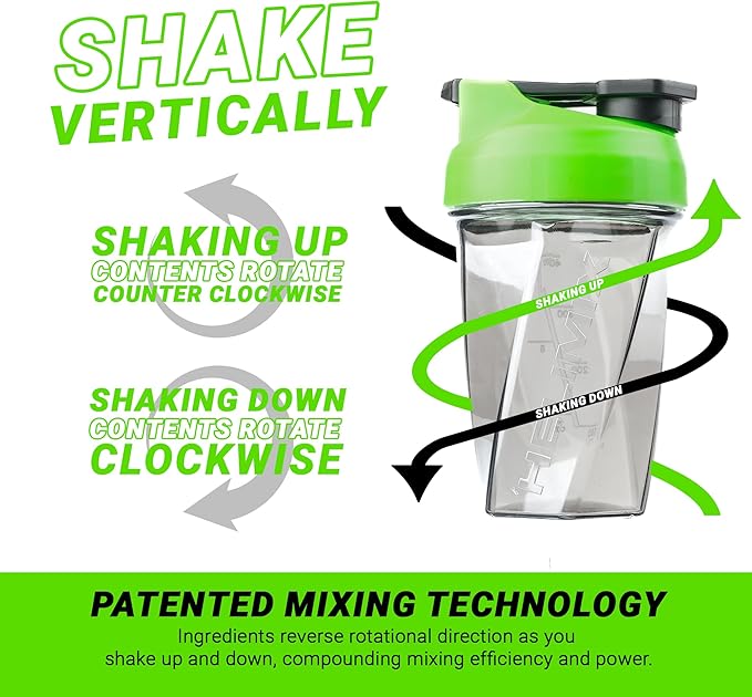 HELIMIX 1.5 Vortex Blender Shaker Bottle Holds Upto 20oz | No Blending Ball or Whisk | USA Made | Portable Pre Workout Whey Protein Drink Shaker Cup | Mixes Cocktails Smoothies Shakes | Top Rack Safe