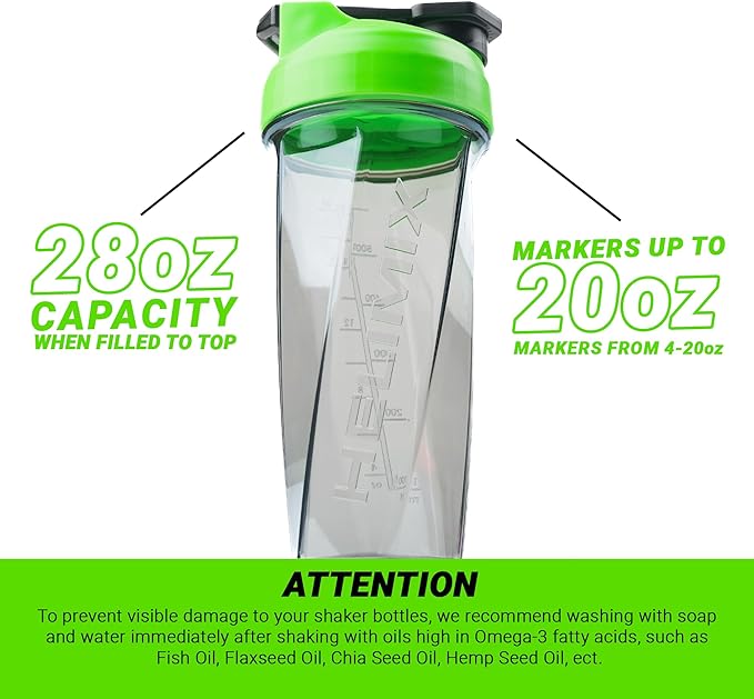 HELIMIX 2.0 Vortex Blender Shaker Bottle Holds upto 28oz | No Blending Ball or Whisk | USA Made | Portable Pre Workout Whey Protein Drink Shaker Cup | Mixes Cocktails Smoothies Shakes | Top Rack Safe