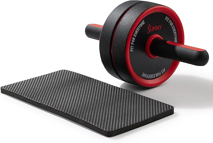Sunny Health & Fitness Waist Trainer Ab Roller with Elbow Support, Training Wheels, Foldable for Home Gym, Abdominal Exercises, Core Strength, Glute Trainer, Crunch Workouts with Optional Dip Station