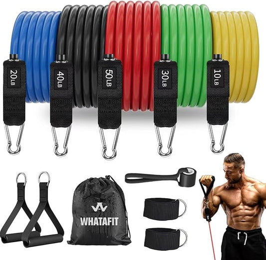 WHATAFIT Resistance Bands, Exercise Bands,Resistance Bands for Working Out, Work Out Bands with Handles for Men and Women Fitness, Strength Training Home Gym Equipment