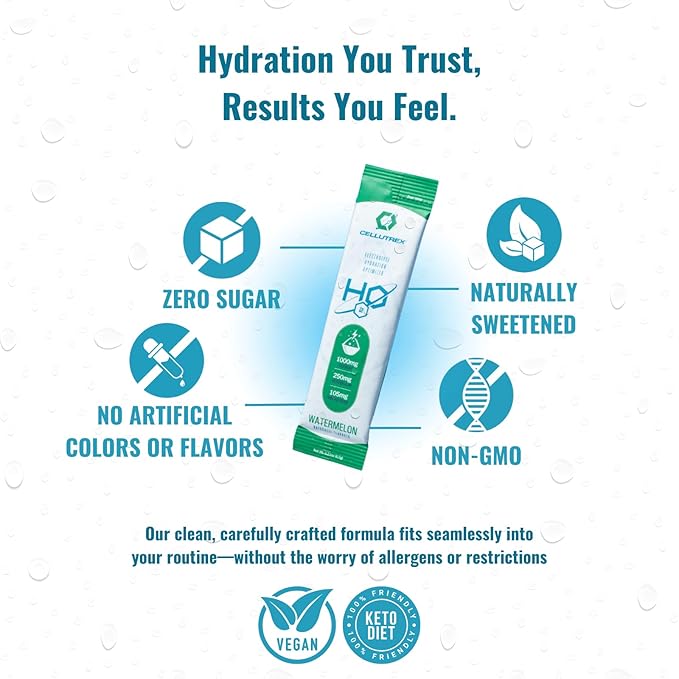 Cellutrex® H2O Electrolytes – Electrolyte Powder Drink Mix, Zero Sugar, Natural Salt Hydration Packets for Recovery and Wellness, Variety Pack, 20 Sticks