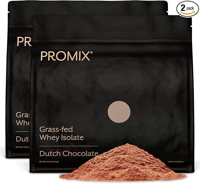 ProMix Nutrition Whey Protein Isolate Powder, Chocolate - Grass-Fed - Post Workout Fitness & Nutrition Shakes, Smoothies, Baking & Cooking Recipes - Gluten-Free & Keto-Friendly - 5lb