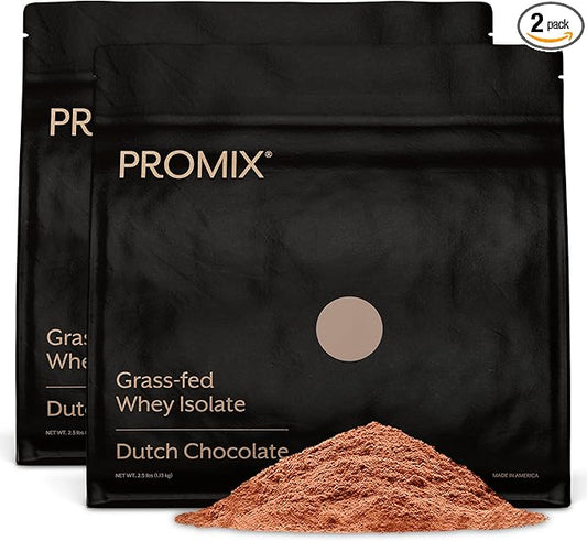 ProMix Nutrition Whey Protein Isolate Powder, Chocolate - Grass-Fed - Post Workout Fitness & Nutrition Shakes, Smoothies, Baking & Cooking Recipes - Gluten-Free & Keto-Friendly - 5lb