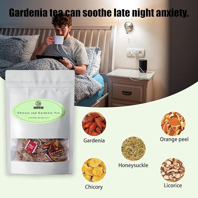 Detoxifying tea, Nature Chicory & Gardenia Herbal Tea -Herbal detox for weight management, metabolism, bloating, and healthy blood sugar maintenance, Natural Sugar-Free Herbal Tea (1pc)