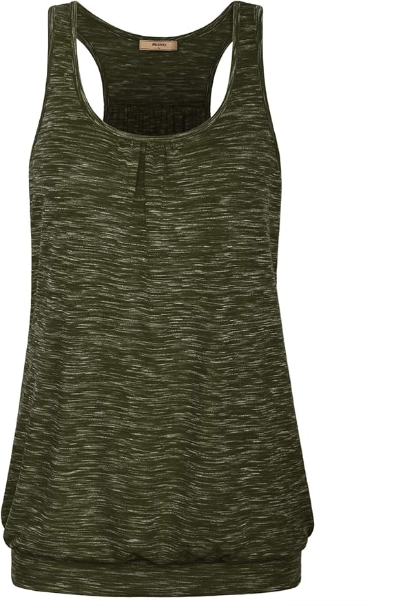 Miusey Womens Sleeveless Round Neck Loose Fit Racerback Yoga Tank Top