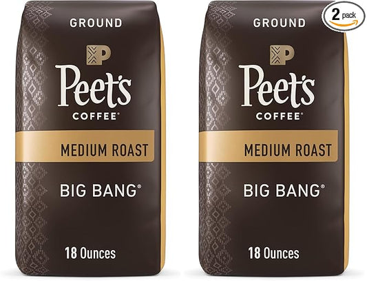 Peet's Coffee, Medium Roast Ground Coffee - Big Bang 36 Ounces (2 Bags of 18 Ounces)
