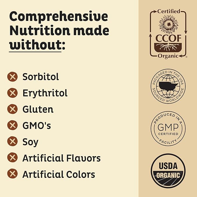 KOS Plant Based Protein Powder, Vanilla USDA Organic - Low Carb Pea Protein Blend, Vegan Superfood Rich in Vitamins & Minerals - Keto, Soy, Dairy Free - Meal Replacement for Women & Men - 10 Servings