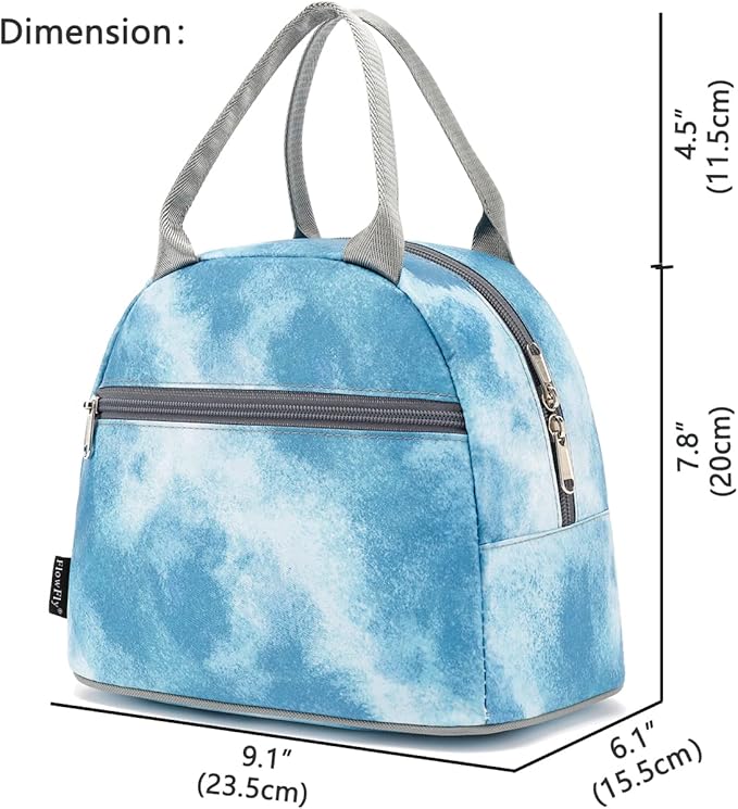 FlowFly Insulated Lunch Cooler Bag - Tote Bag Organizer for Women/Men, Tie Dye