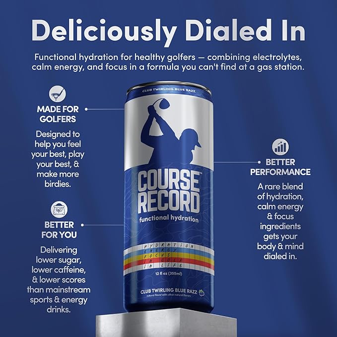 Functional Hydration Drink for Golfers β COURSE RECORD Variety Pack β Electrolytes, Calm Energy & Focus β Healthy Sports Drink β 12-Pack (12oz Cans) β Low Sugar, Low Caffeine