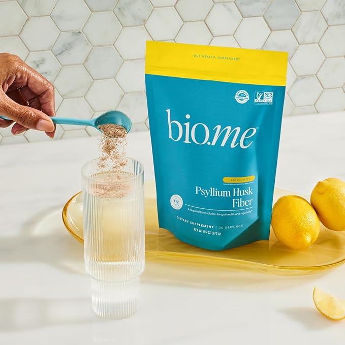 Fiber Rescue (6g Per Serving) - Psyllium Husk Powder for Digestive Health & Bloating Relief, Sugar Free Lemonade Prebiotic Soluble Fiber Powder, Non-GMO Fiber Supplement, Gluten Free - 30 Servings