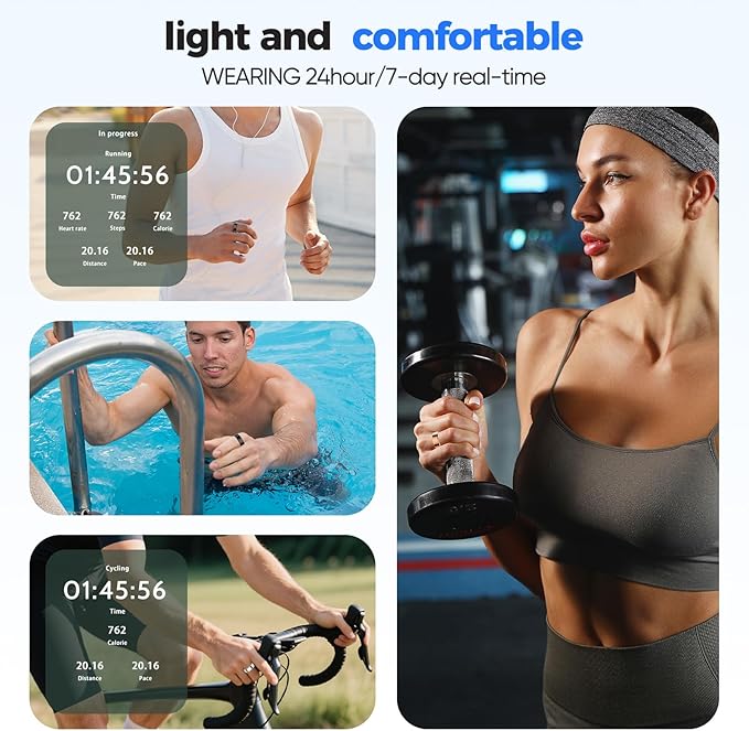 Smart Ring with Sleep Apnea Monitoring, No APP Subscription, 10-Day Battery Life, Stress/Heart Rate/Women's Health Tracker, Android & iOS Compatible (Rose Gold, 12)