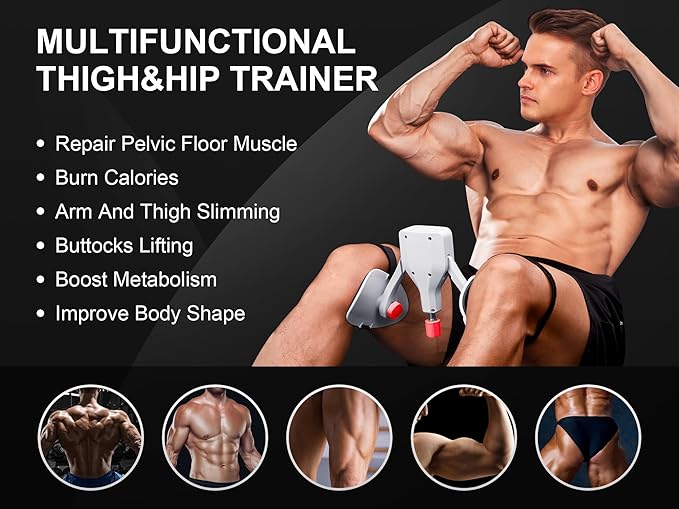 Thigh Master Hip Trainer Kegel Exerciser - Pelvic Floor & Inner Thigh Exercise Device - 77LBS Adjustable Leg Workout Equipment for Home Gym