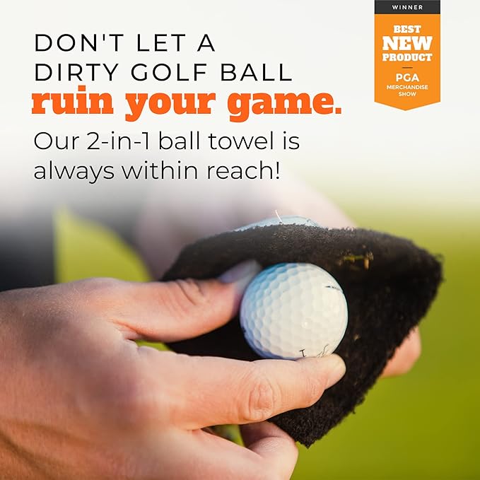 Frogger Amphibian Golf Ball Towel with Wet and Dry Technology Small Golf Ball Towels for Golf Bags with D Clip, Premium Golf Ball Accessories, Ultra Absorbent