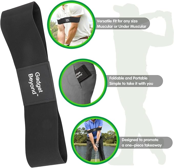 Gadget Beyond Golf Swing Training Aid, Swing Correcting Arm Band Golf arm Training aid Black, Golf Swing aids Training,Golf Swing Trainer