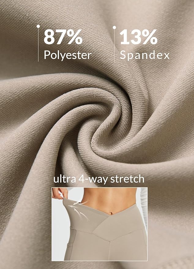 baleaf Women's V Crossover Flare Leggings with Pockets Yoga Pants High Waist Casual Workout Gym Bell Bottom Leggings