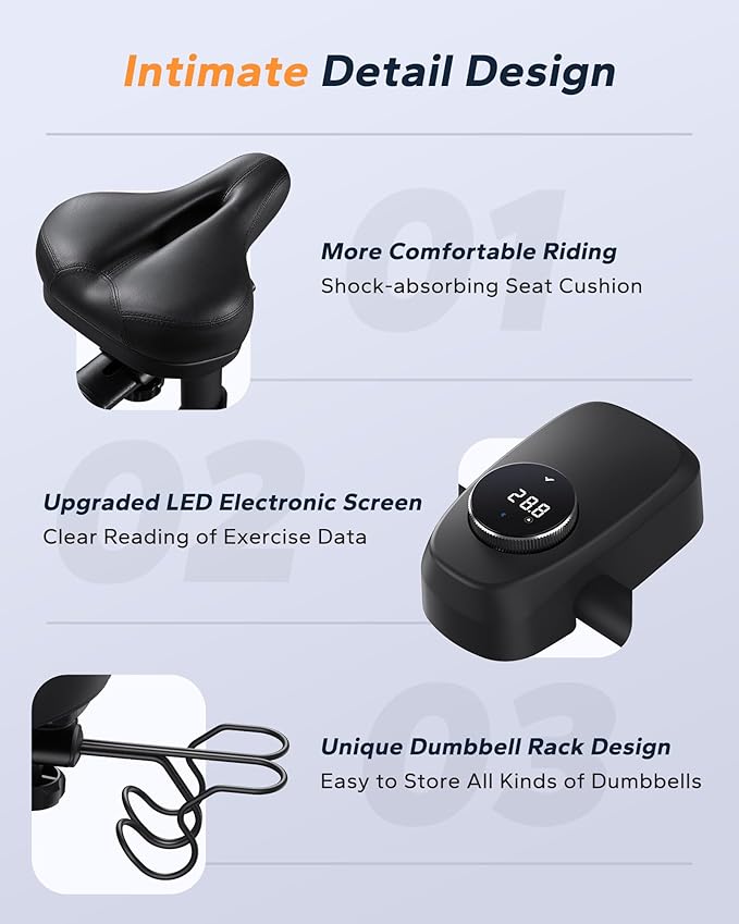 MERACH Exercise Bike, Brake Pad Stationary Bike with Exclusive App, Low Noise Indoor Cycling Bike with 300lbs Weight Capacity, Tablet Mount and Fitness Courses for Weight Loss